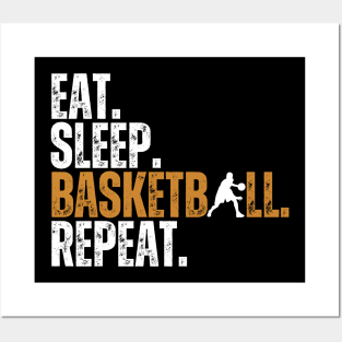 Eat Sleep Basketball Repeat Retro Vintage Boy Kid Men Women Posters and Art